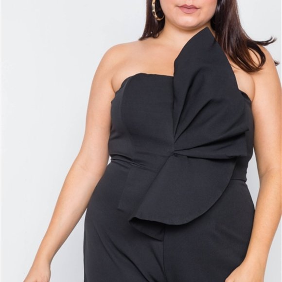 Main Event Black Strapless Jumpsuit (Plus) - Picture 3 of 6